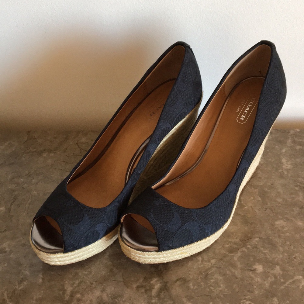 Coach peep toe espadrille heels